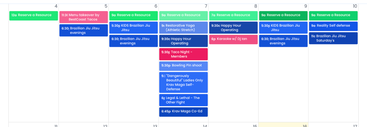 Calendar with color gradients